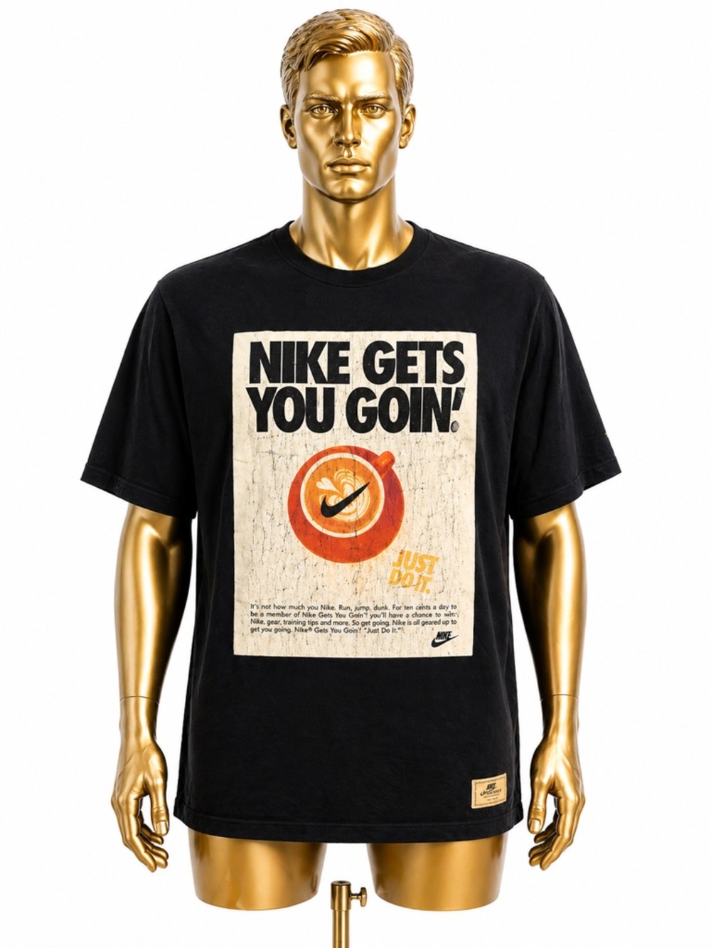 Nike Black Short-Sleeve Graphic Tee with Orange Cream Badge